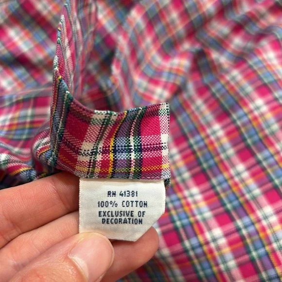 Ralph Lauren Pink Blue Check Classic Button Down Shirt sz 4XLT - Picture 9 of 10